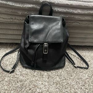 Coach Vintage Hampton Legacy Smooth Black Leather Backpack #9827